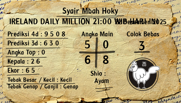 Prediksi Ireland Daily Million 21:00 WIB