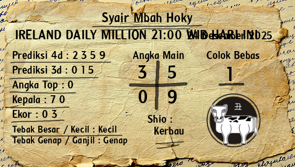 Prediksi Ireland Daily Million 21:00 WIB