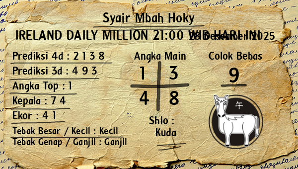Prediksi Ireland Daily Million 21:00 WIB