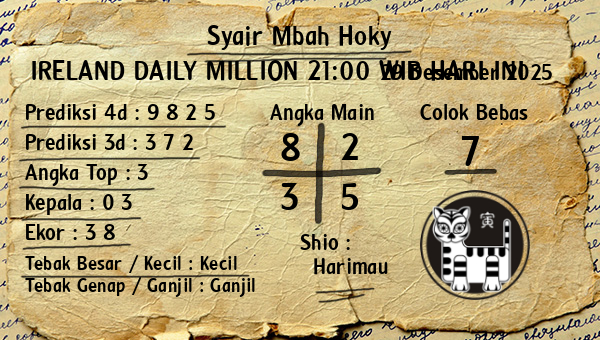 Prediksi Ireland Daily Million 21:00 WIB