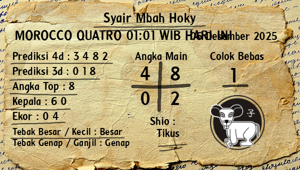 Prediksi Morocco Quatro 01:01 WIB