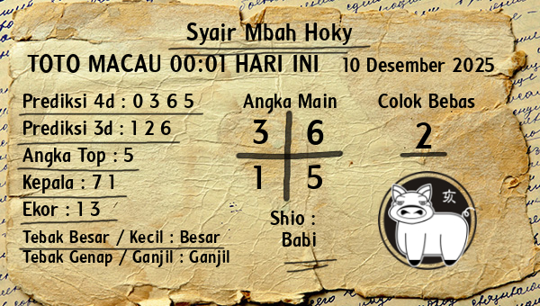 Prediksi Toto Macau 00:01