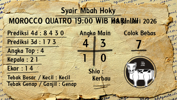 Prediksi Morocco Quatro 19:00 WIB