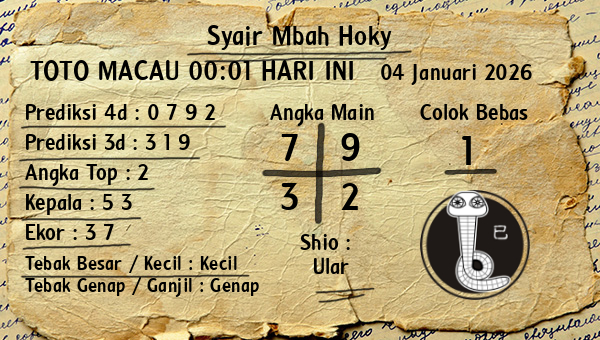 Prediksi Toto Macau 00:01