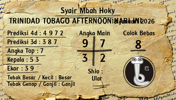 Prediksi Trinidad Tobago Afternoon