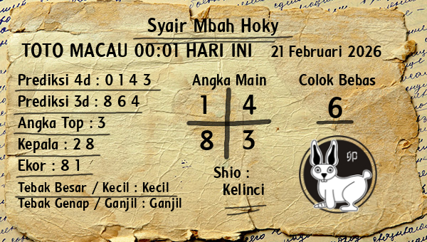 Prediksi Toto Macau 00:01