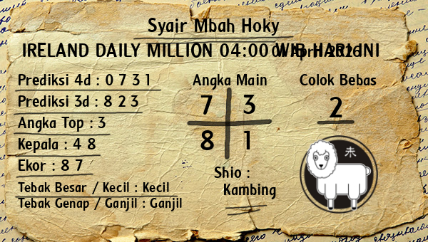 Prediksi Ireland Daily Million 04:00 WIB