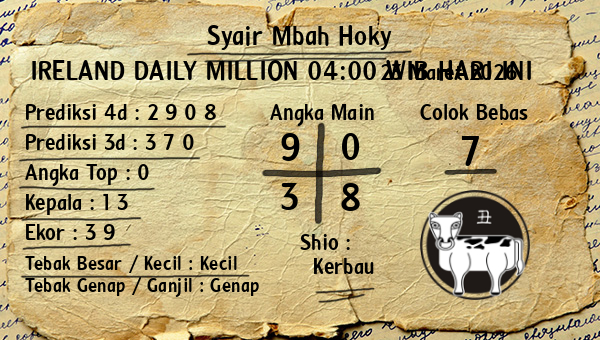 Prediksi Ireland Daily Million 04:00 WIB