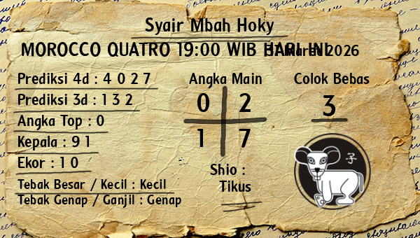 Prediksi Morocco Quatro 19:00 WIB