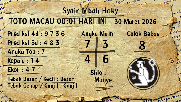 Prediksi Toto Macau 00:01