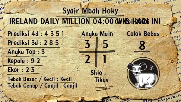 Prediksi Ireland Daily Million 04:00 WIB