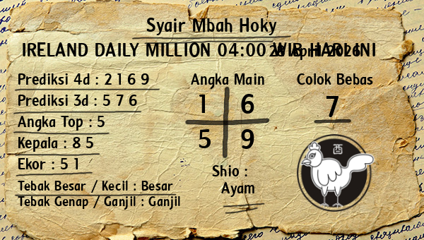Prediksi Ireland Daily Million 04:00 WIB