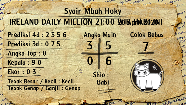 Prediksi Ireland Daily Million 21:00 WIB