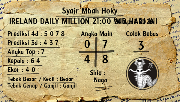 Prediksi Ireland Daily Million 21:00 WIB