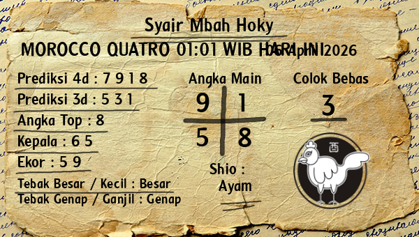 Prediksi Morocco Quatro 01:01 WIB