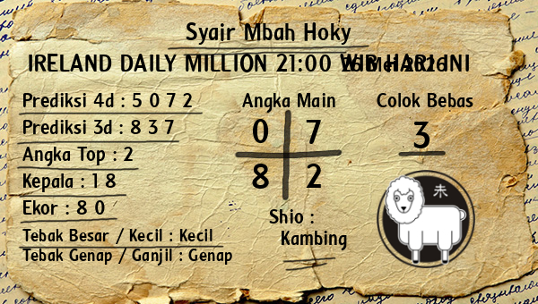 Prediksi Ireland Daily Million 21:00 WIB