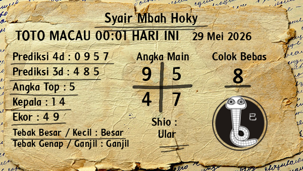 Prediksi Toto Macau 00:01
