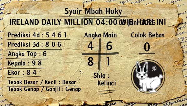 Prediksi Ireland Daily Million 04:00 WIB