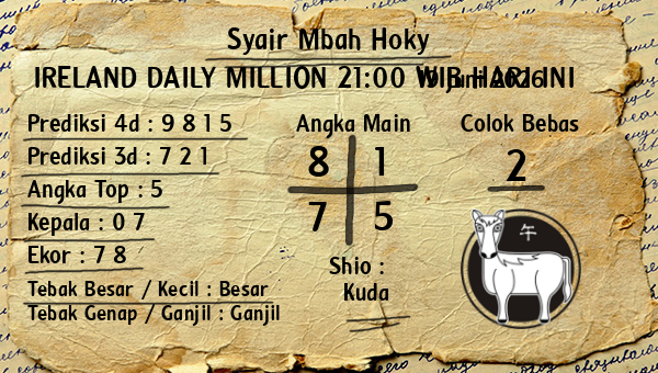 Prediksi Ireland Daily Million 21:00 WIB
