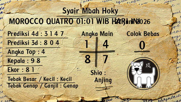 Prediksi Morocco Quatro 01:01 WIB