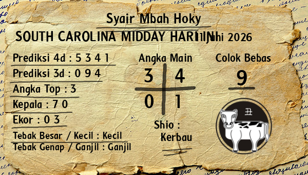 Prediksi South Carolina Midday