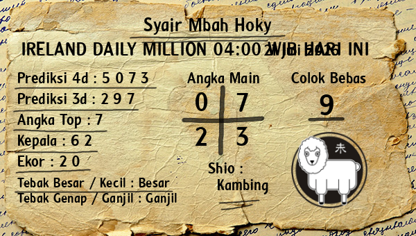 Prediksi Ireland Daily Million 04:00 WIB