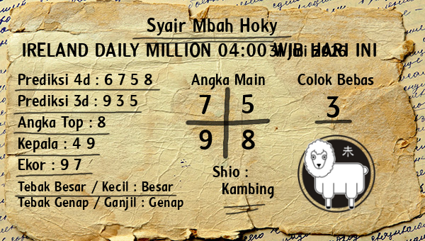 Prediksi Ireland Daily Million 04:00 WIB
