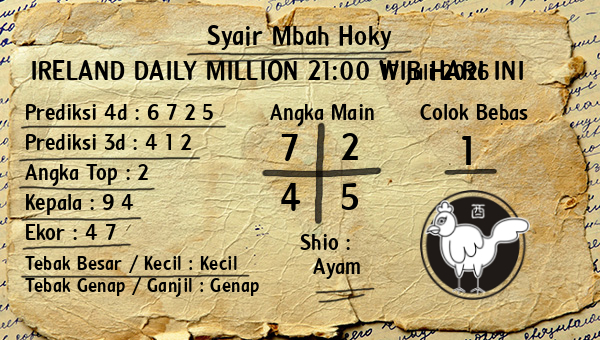 Prediksi Ireland Daily Million 21:00 WIB