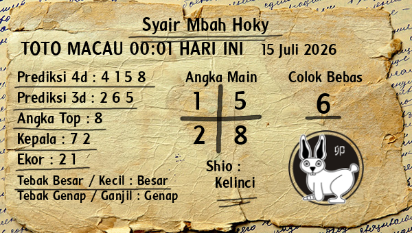 Prediksi Toto Macau 00:01