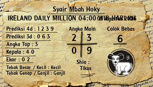 Prediksi Ireland Daily Million 04:00 WIB