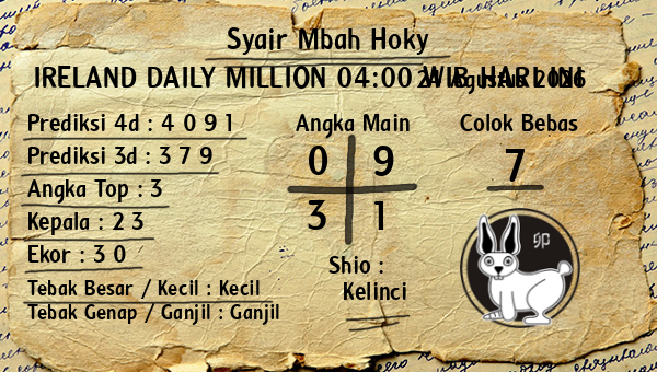 Prediksi Ireland Daily Million 04:00 WIB