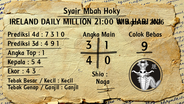 Prediksi Ireland Daily Million 21:00 WIB