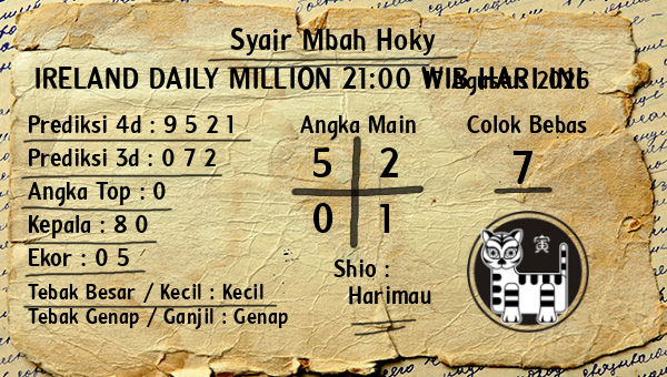 Prediksi Ireland Daily Million 21:00 WIB