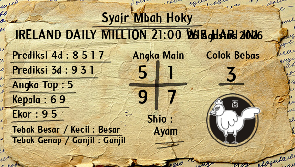 Prediksi Ireland Daily Million 21:00 WIB