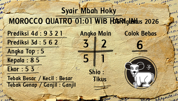 Prediksi Morocco Quatro 01:01 WIB