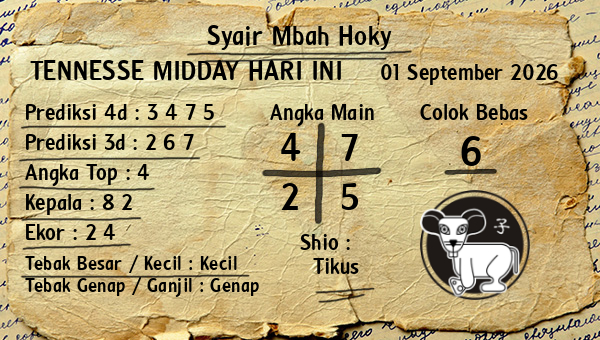 Prediksi Tennesse Midday
