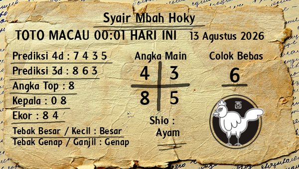 Prediksi Toto Macau 00:01