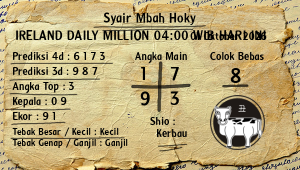 Prediksi Ireland Daily Million 04:00 WIB