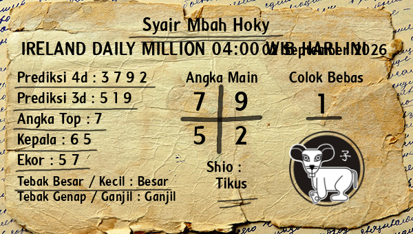 Prediksi Ireland Daily Million 04:00 WIB
