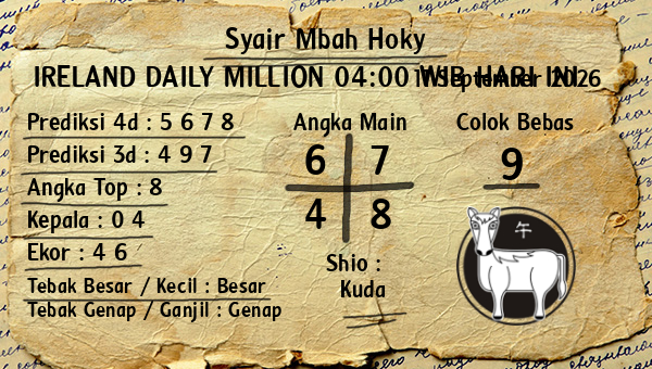 Prediksi Ireland Daily Million 04:00 WIB