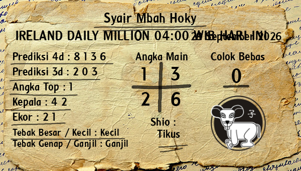 Prediksi Ireland Daily Million 04:00 WIB