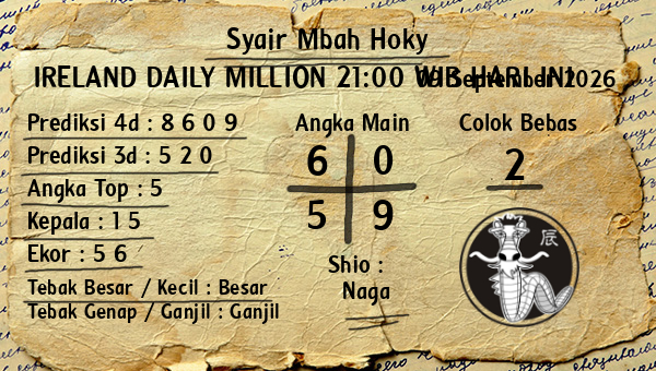 Prediksi Ireland Daily Million 21:00 WIB
