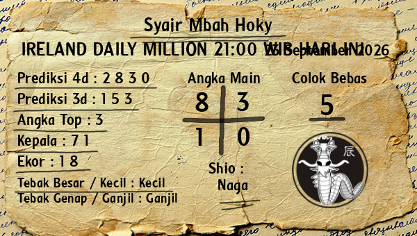 Prediksi Ireland Daily Million 21:00 WIB