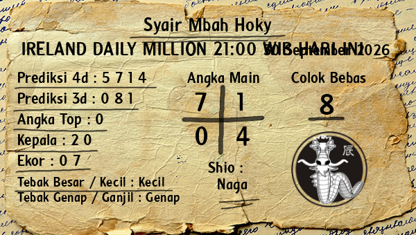 Prediksi Ireland Daily Million 21:00 WIB