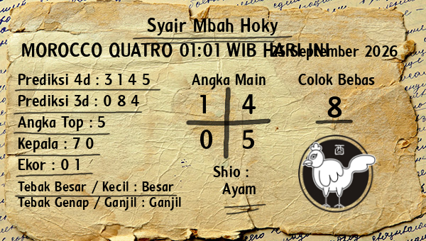 Prediksi Morocco Quatro 01:01 WIB