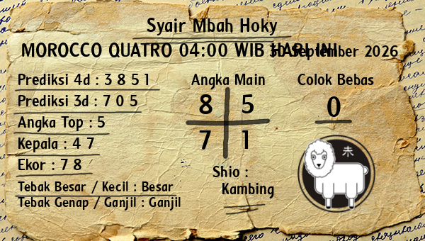 Prediksi Morocco Quatro 04:00 WIB