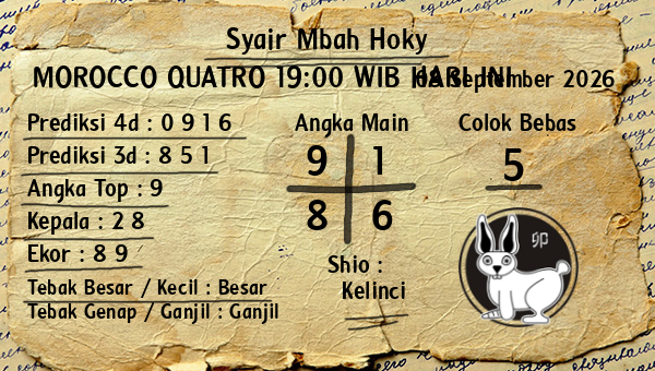 Prediksi Morocco Quatro 19:00 WIB