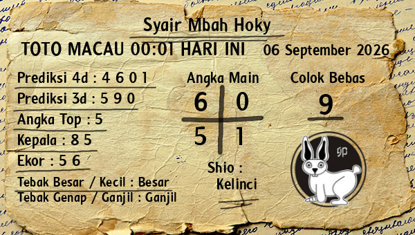 Prediksi Toto Macau 00:01