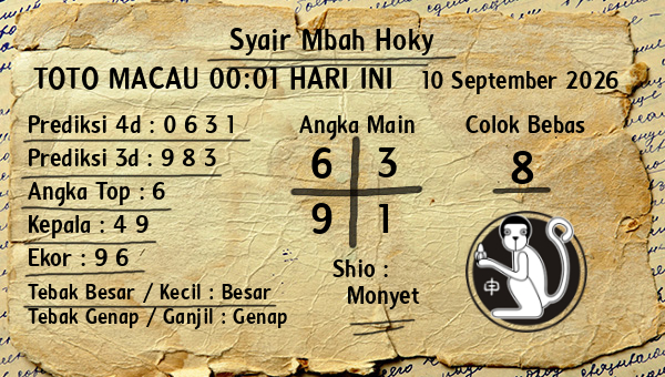Prediksi Toto Macau 00:01