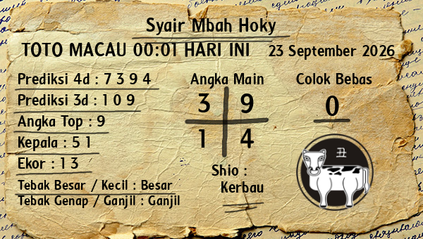 Prediksi Toto Macau 00:01